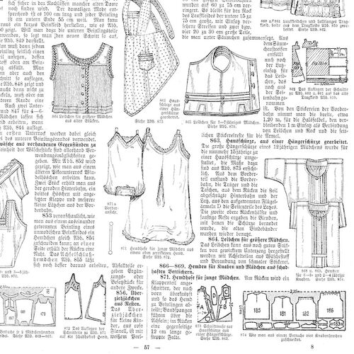 Anleitung mit Schnittmustern zur Anfertigung von Kinderkleidung aus zerrissenen Hemden und alten Bettlaken, um 1900. © Museum Tuppenhof